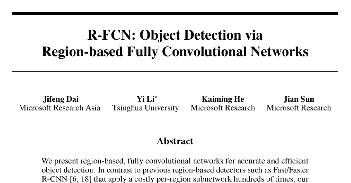 R-FCN: Object Detection via Region-based Fully Convolutional Networks cover