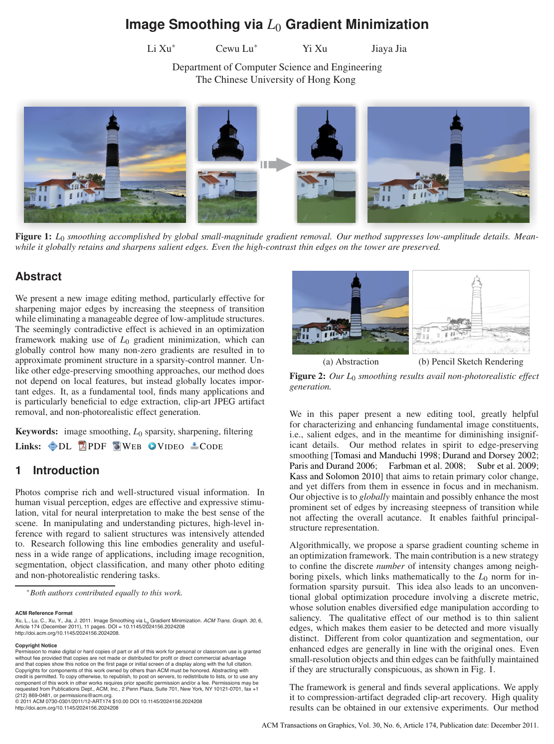 Cover for Image smoothing via L0 gradient minimization