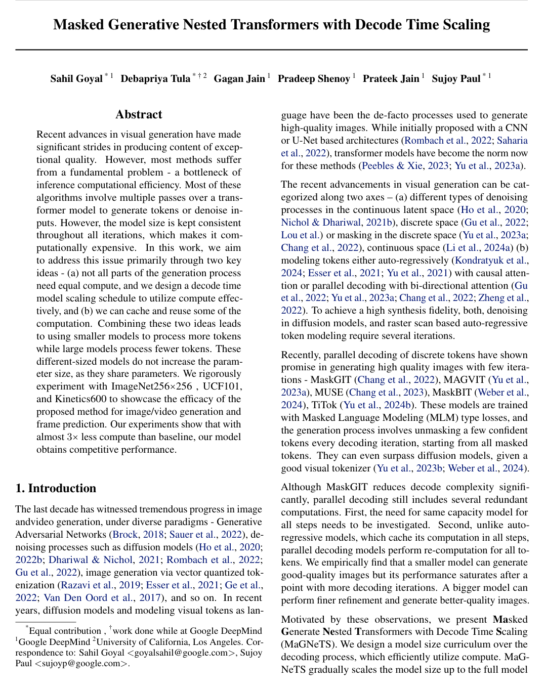 Masked Generative Nested Transformers with Decode Time Scaling