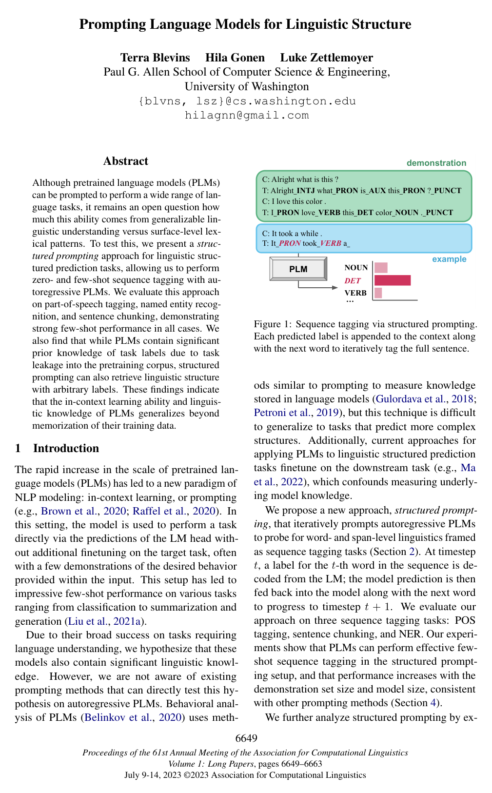 Prompting Language Models for Linguistic Structure