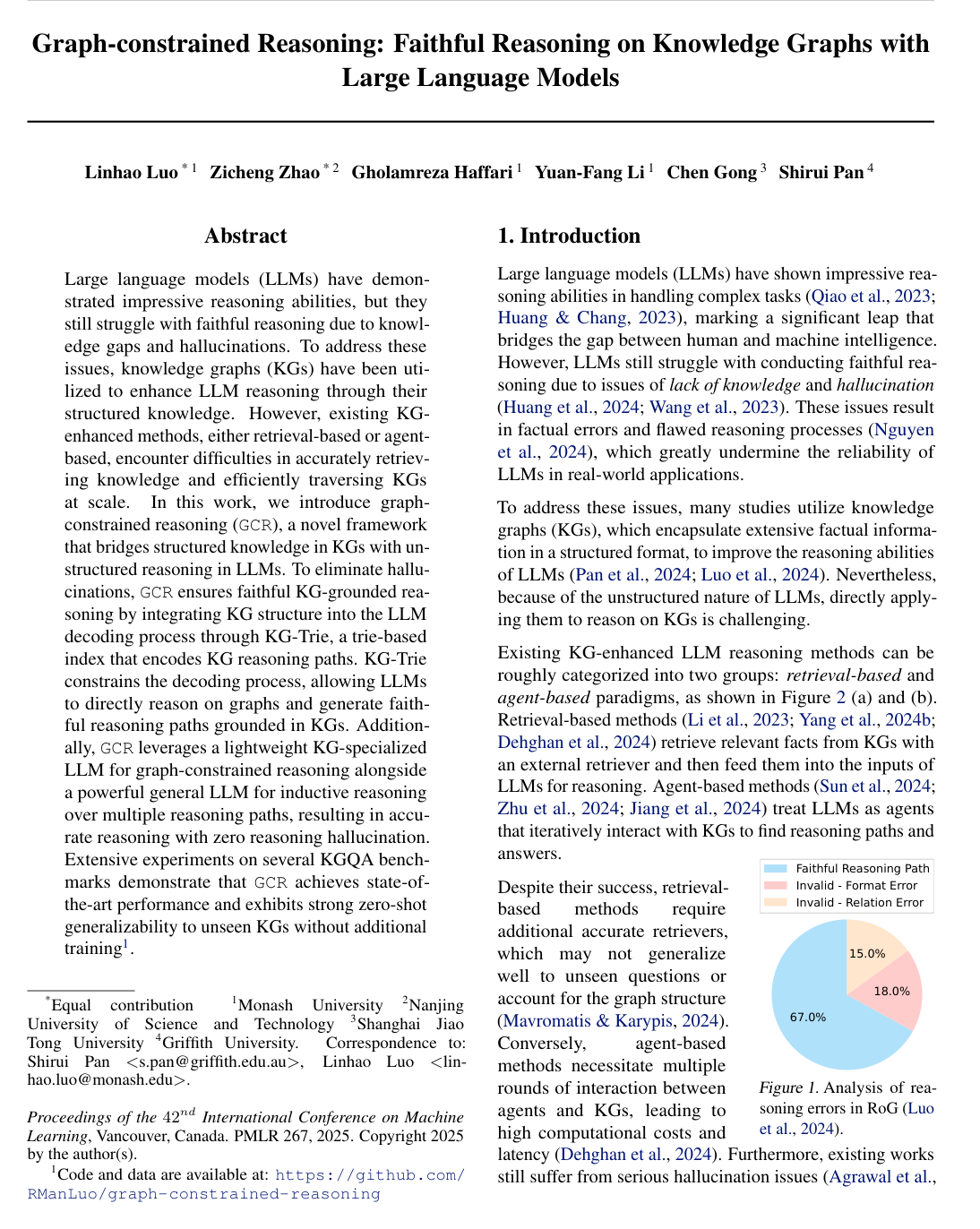 Graph-constrained Reasoning: Faithful Reasoning on Knowledge Graphs with Large Language Models