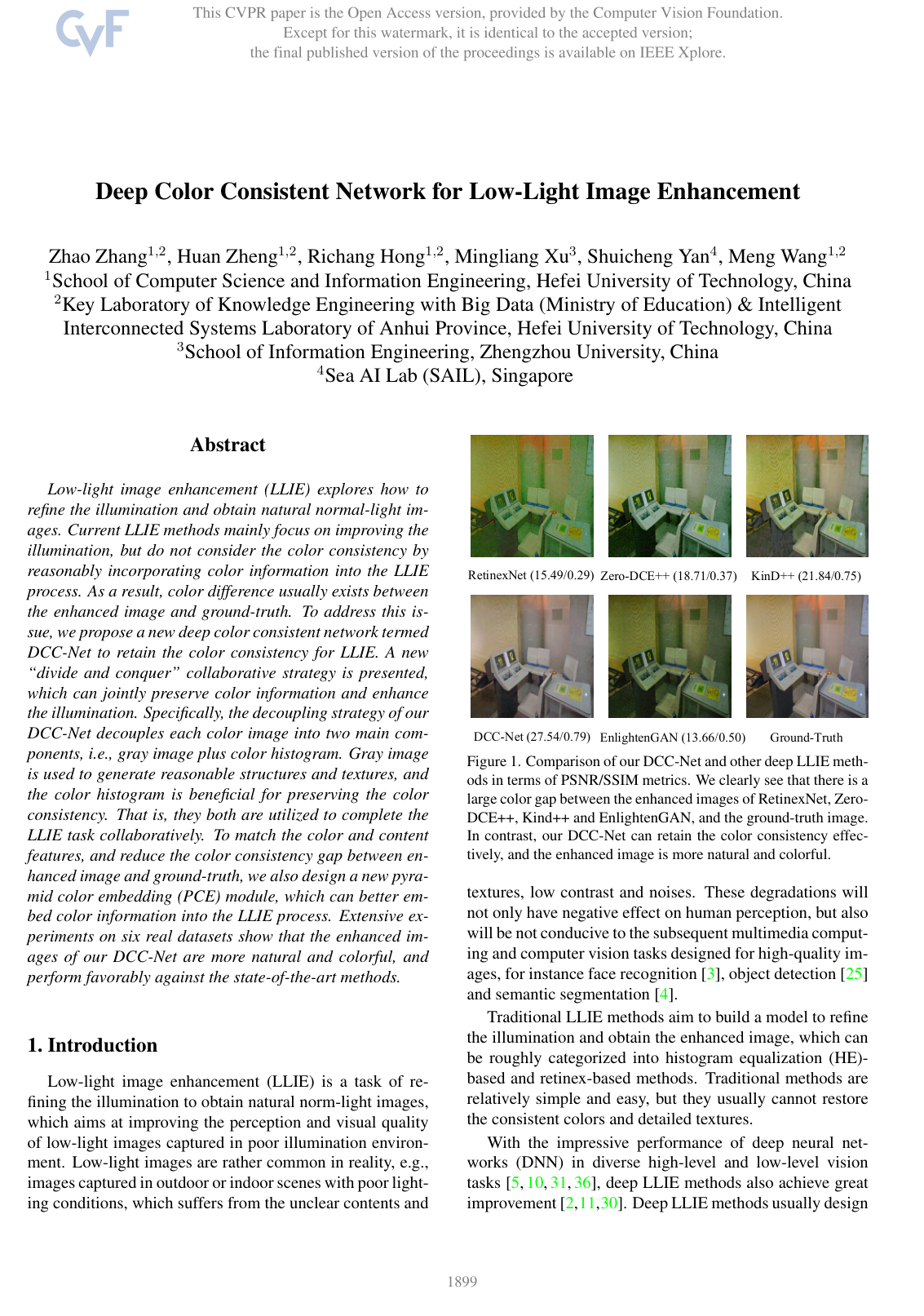 Deep Color Consistent Network for Low-Light Image Enhancement