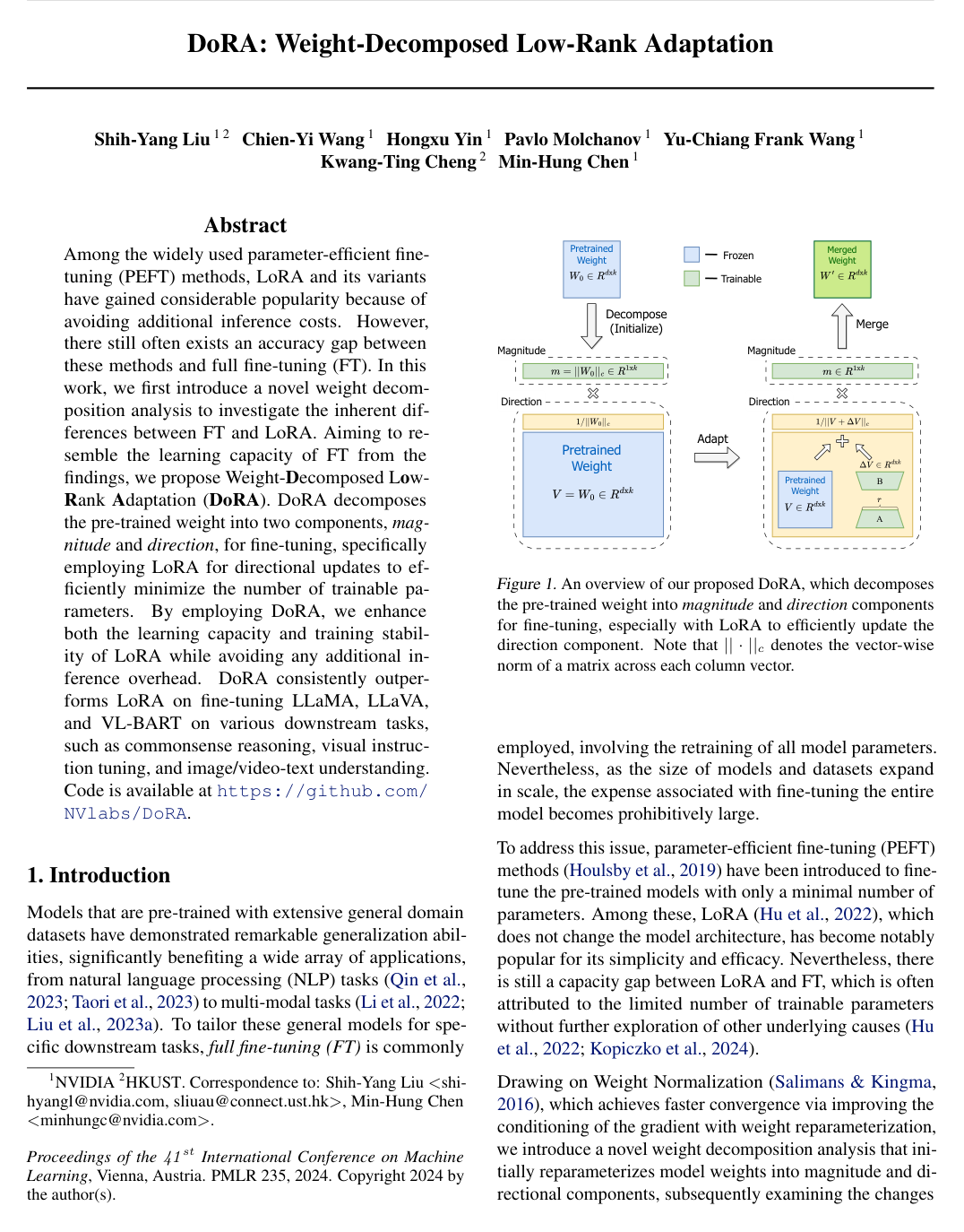 DoRA: Weight-Decomposed Low-Rank Adaptation