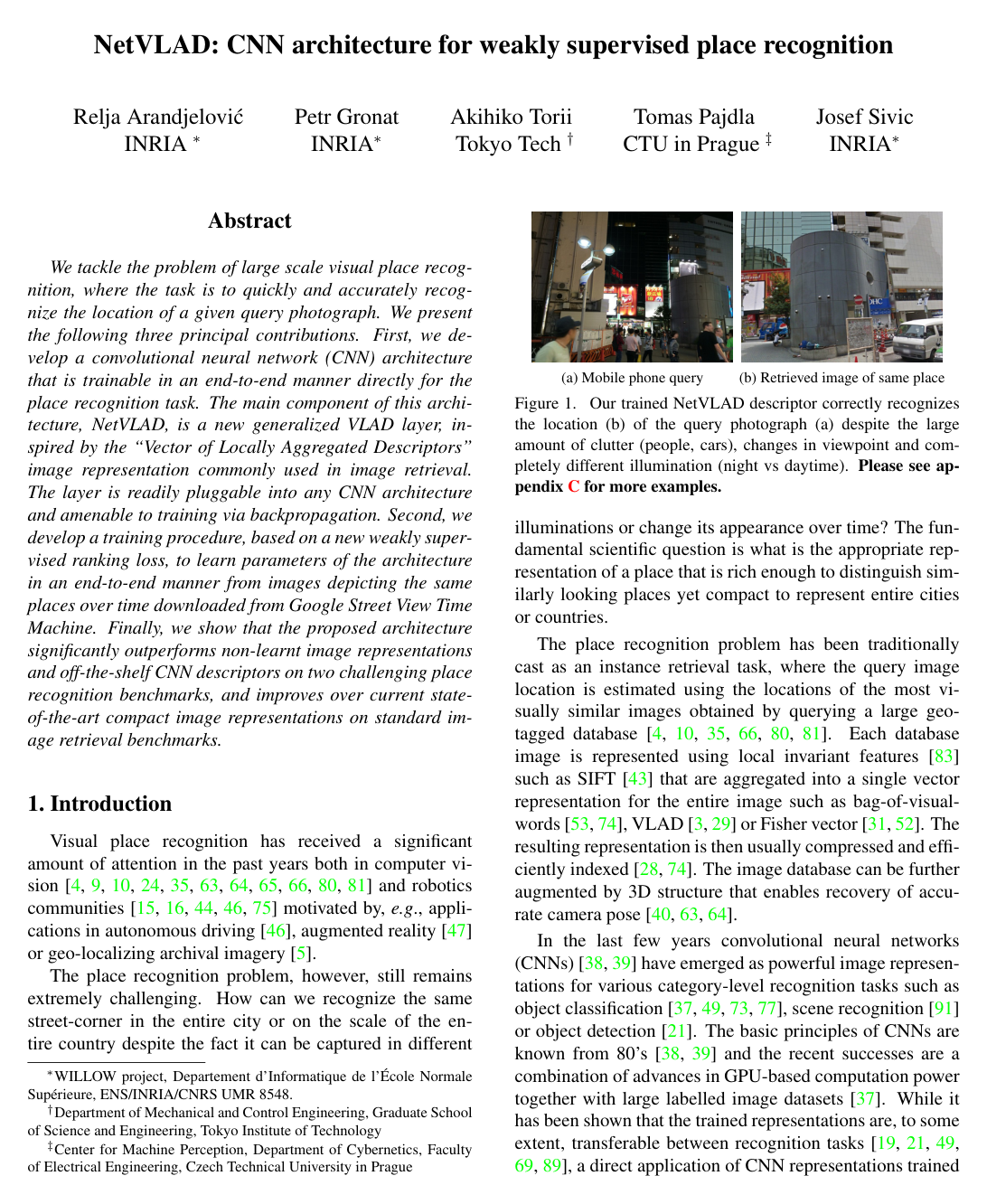 Cover for NetVLAD: CNN Architecture for Weakly Supervised Place Recognition