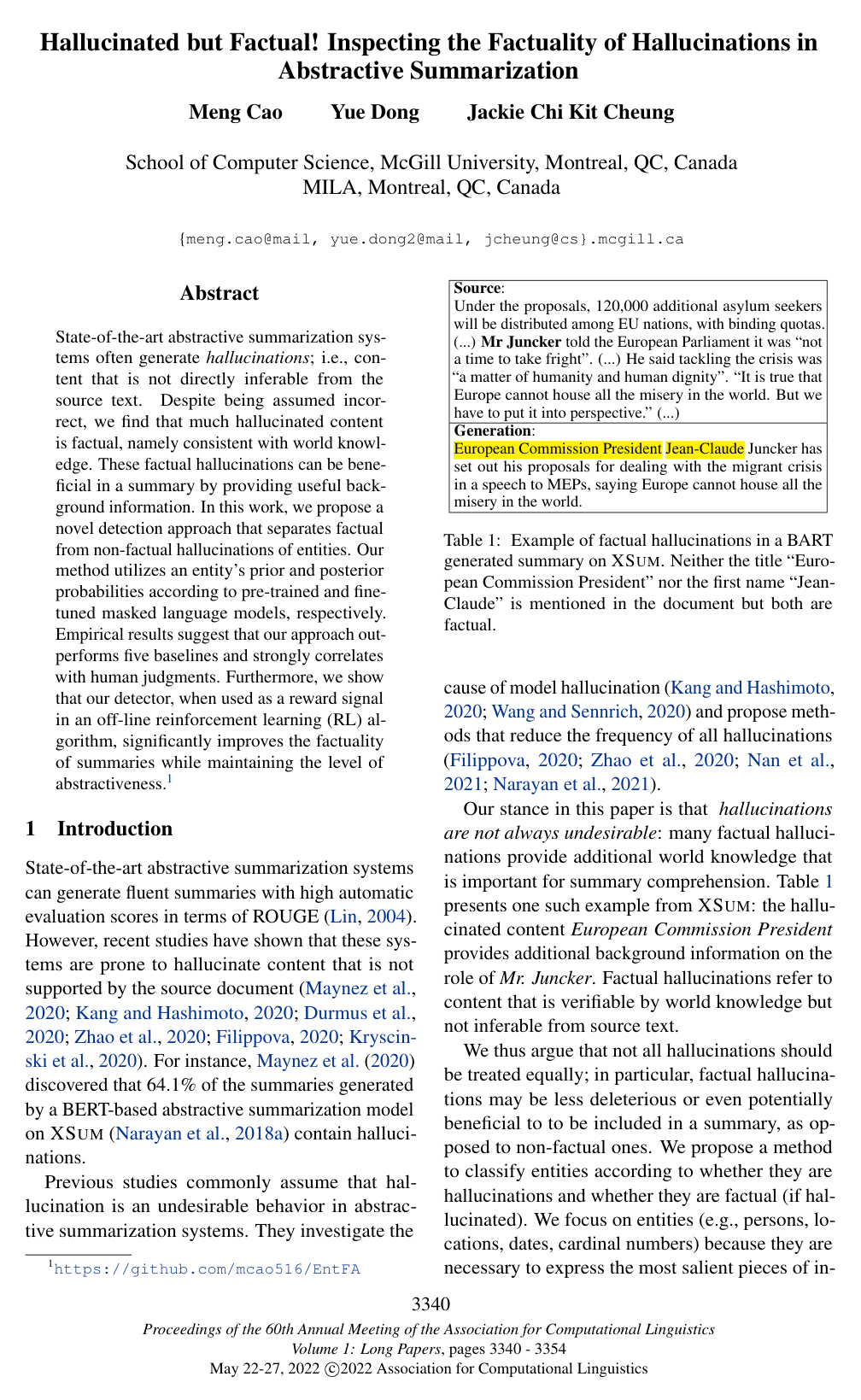 Cover for Hallucinated but Factual! Inspecting the Factuality of Hallucinations in Abstractive Summarization