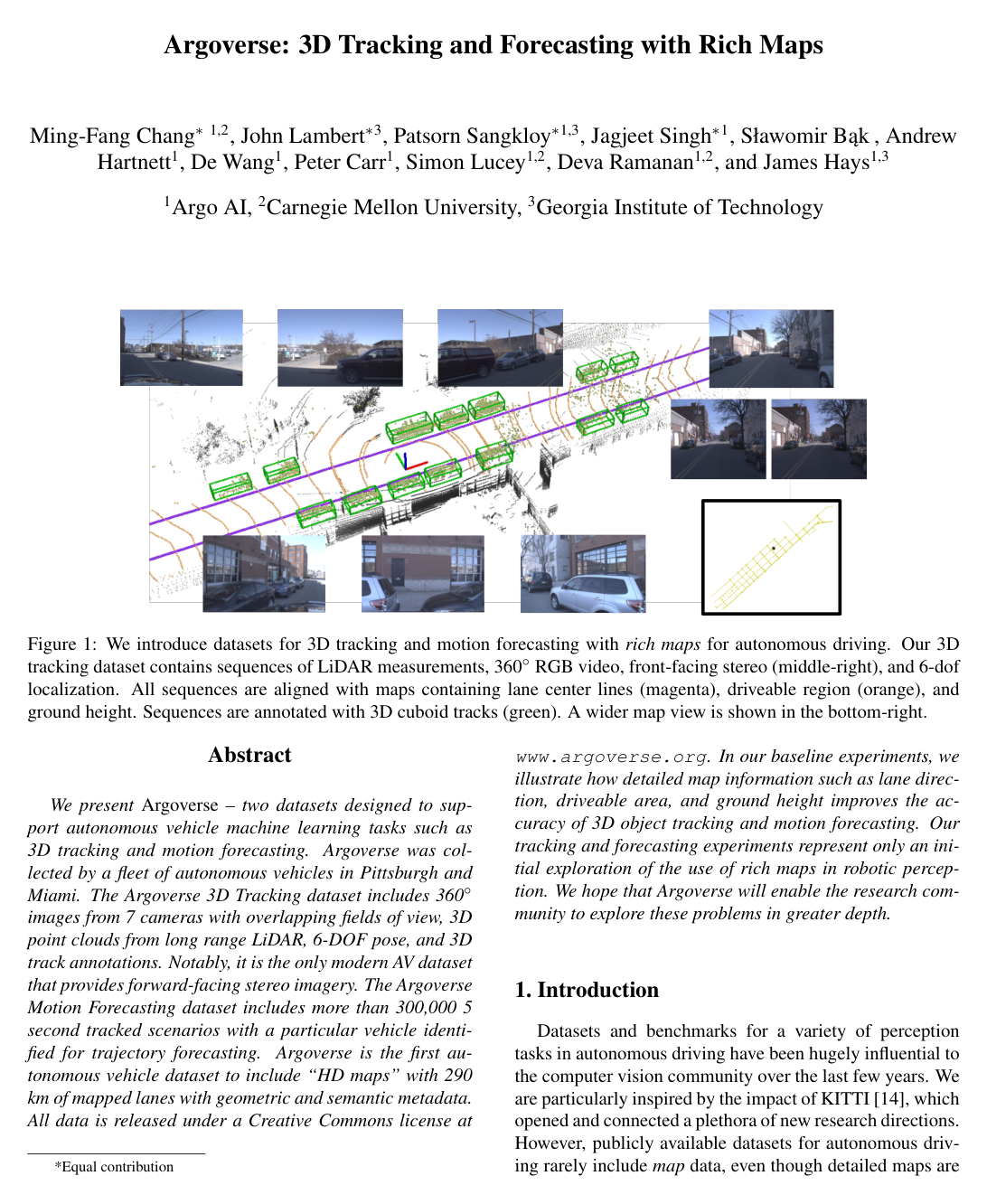 Cover for Argoverse: 3D Tracking and Forecasting With Rich Maps