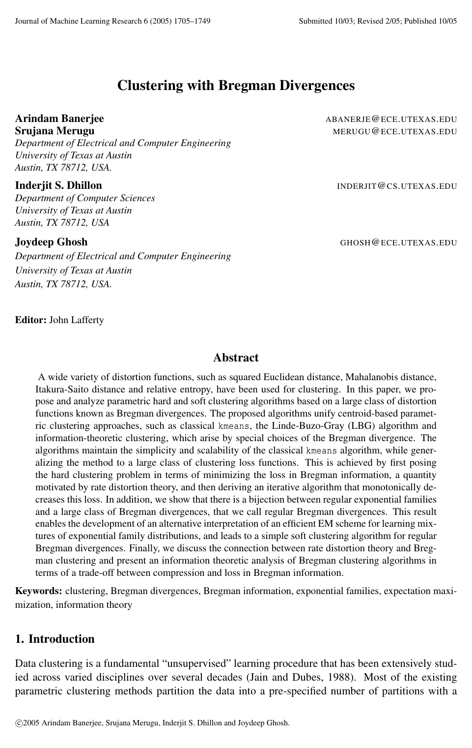 Clustering with Bregman Divergences