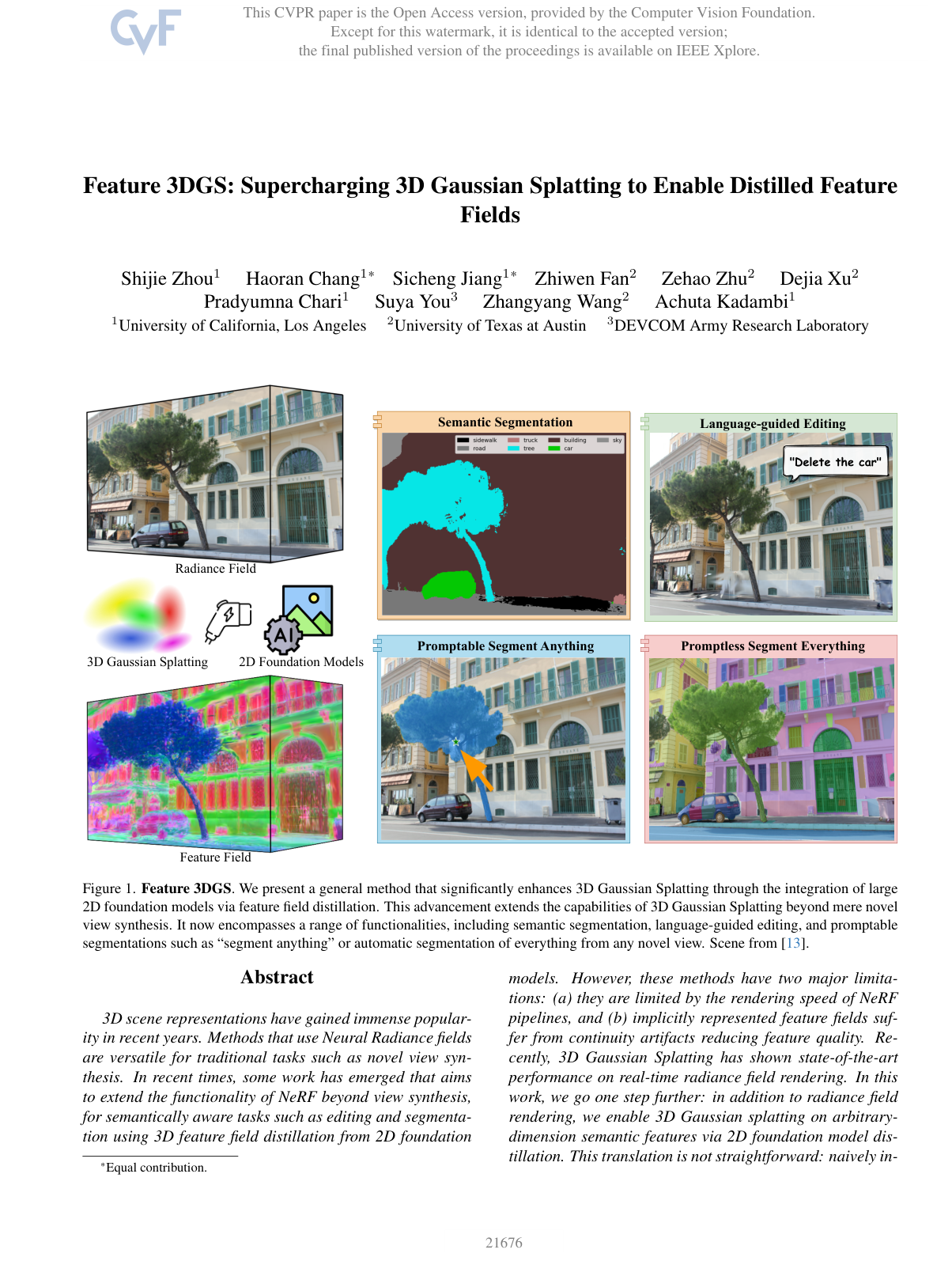 Cover for Feature 3DGS: Supercharging 3D Gaussian Splatting to Enable Distilled Feature Fields
