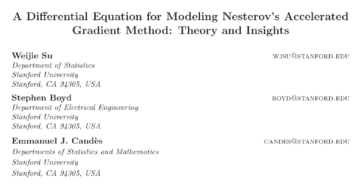 A Differential Equation for Modeling Nesterov's Accelerated Gradient Method: Theory and Insights cover