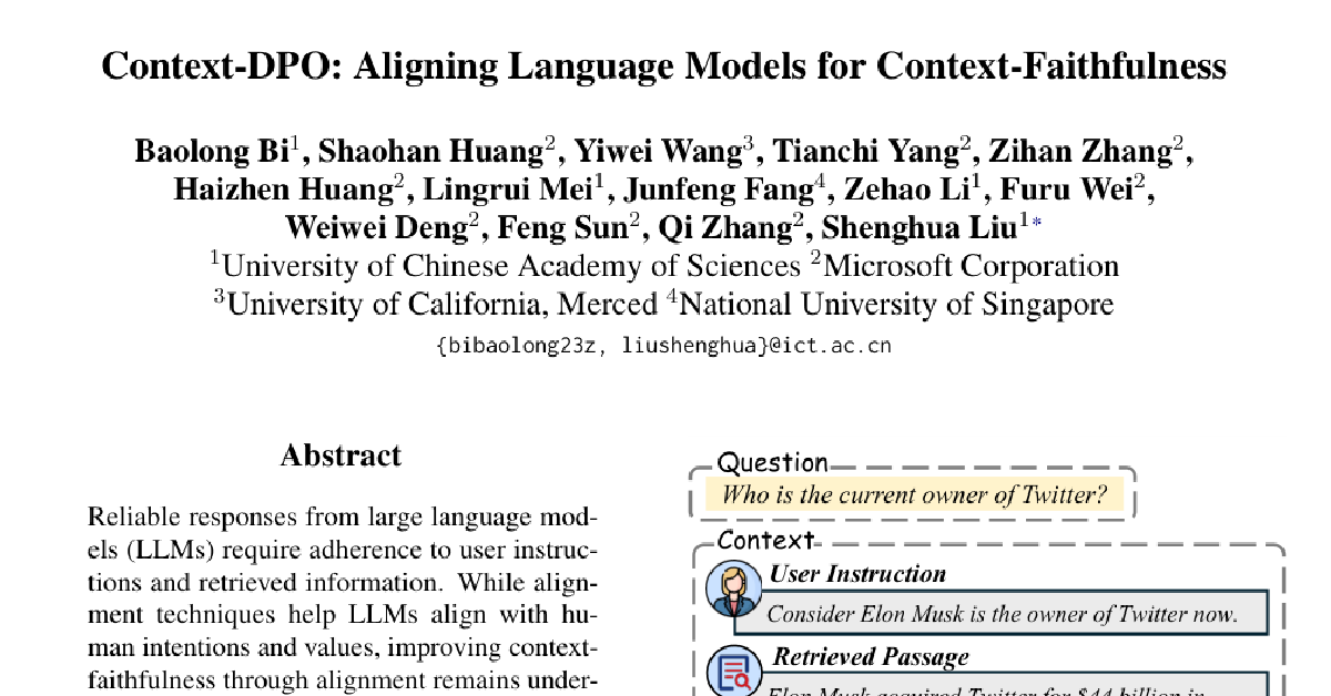 Context-DPO: Aligning Language Models for Context-Faithfulness cover