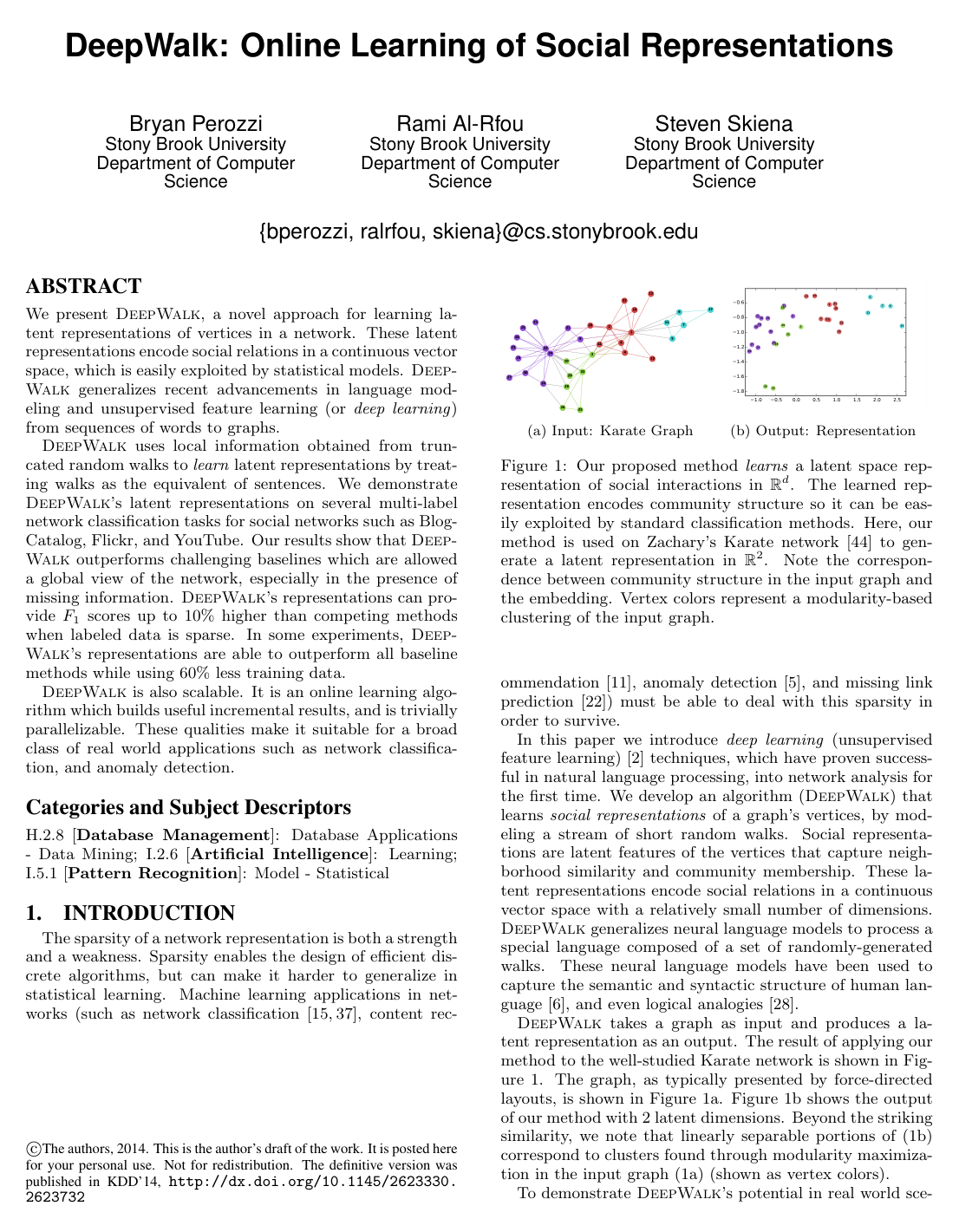 DeepWalk: online learning of social representations
