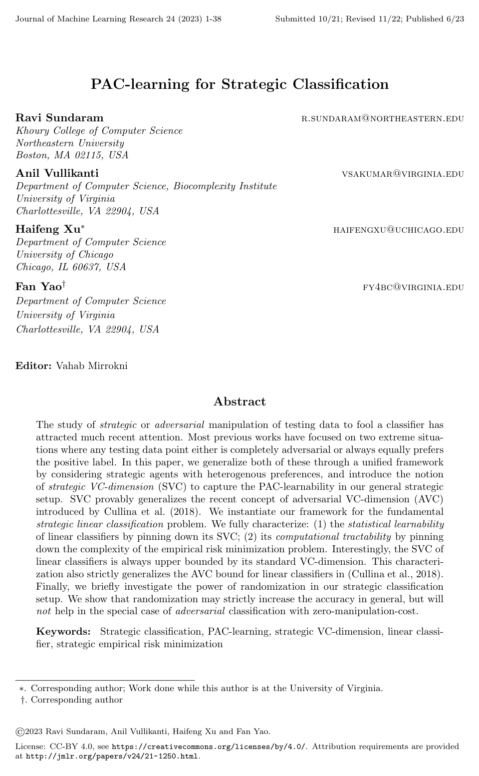 PAC-learning for Strategic Classification