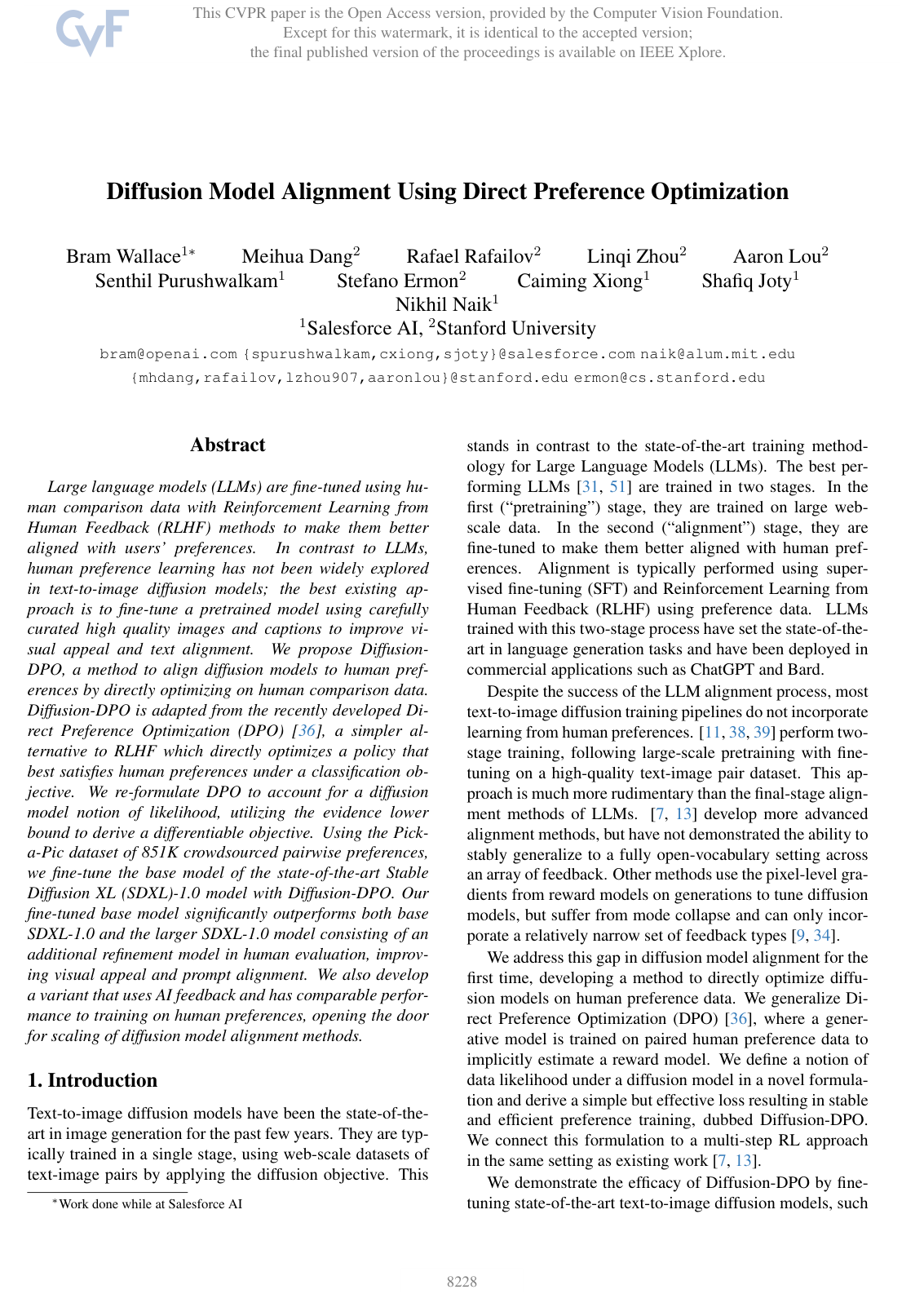 Diffusion Model Alignment Using Direct Preference Optimization