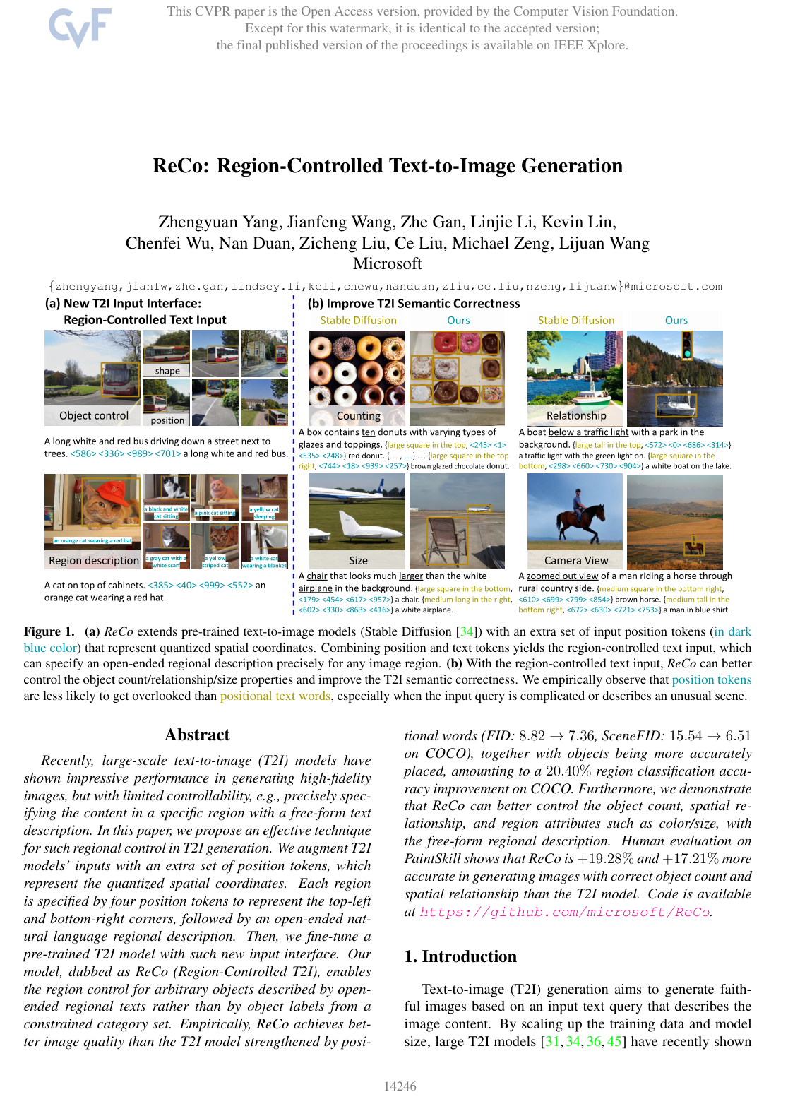 ReCo: Region-Controlled Text-to-Image Generation