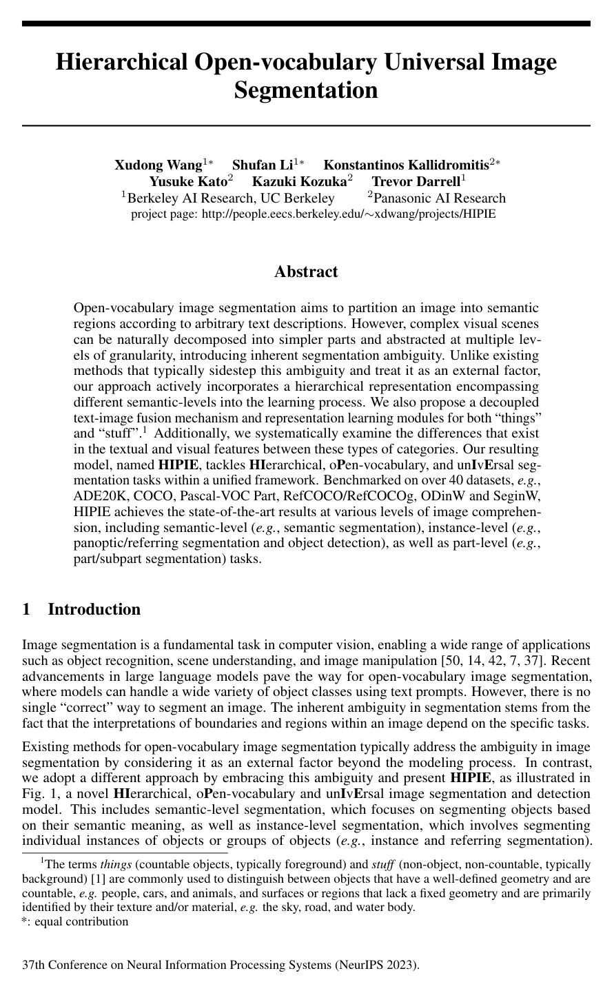 Hierarchical Open-vocabulary Universal Image Segmentation