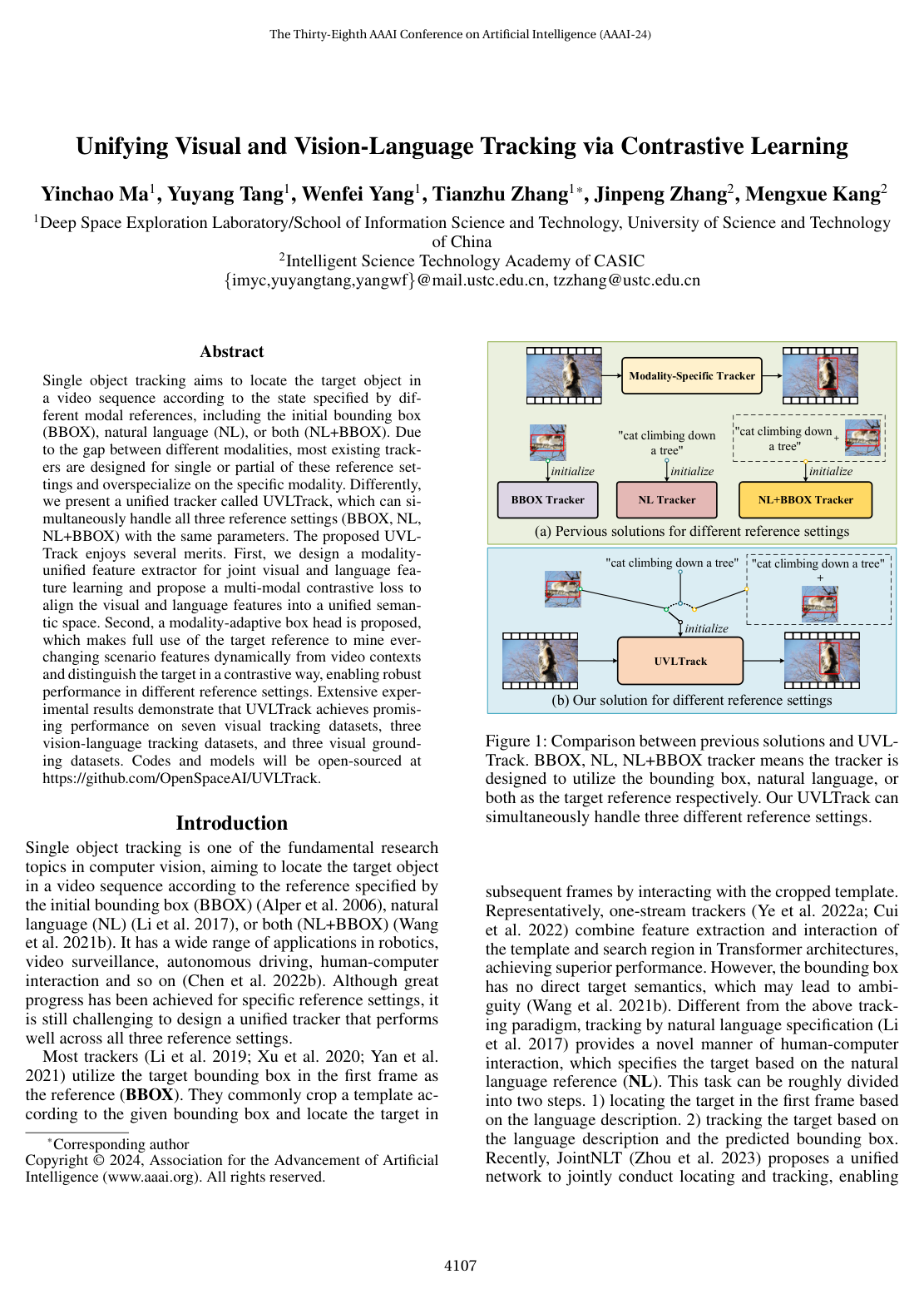 Cover for Unifying Visual and Vision-Language Tracking via Contrastive Learning