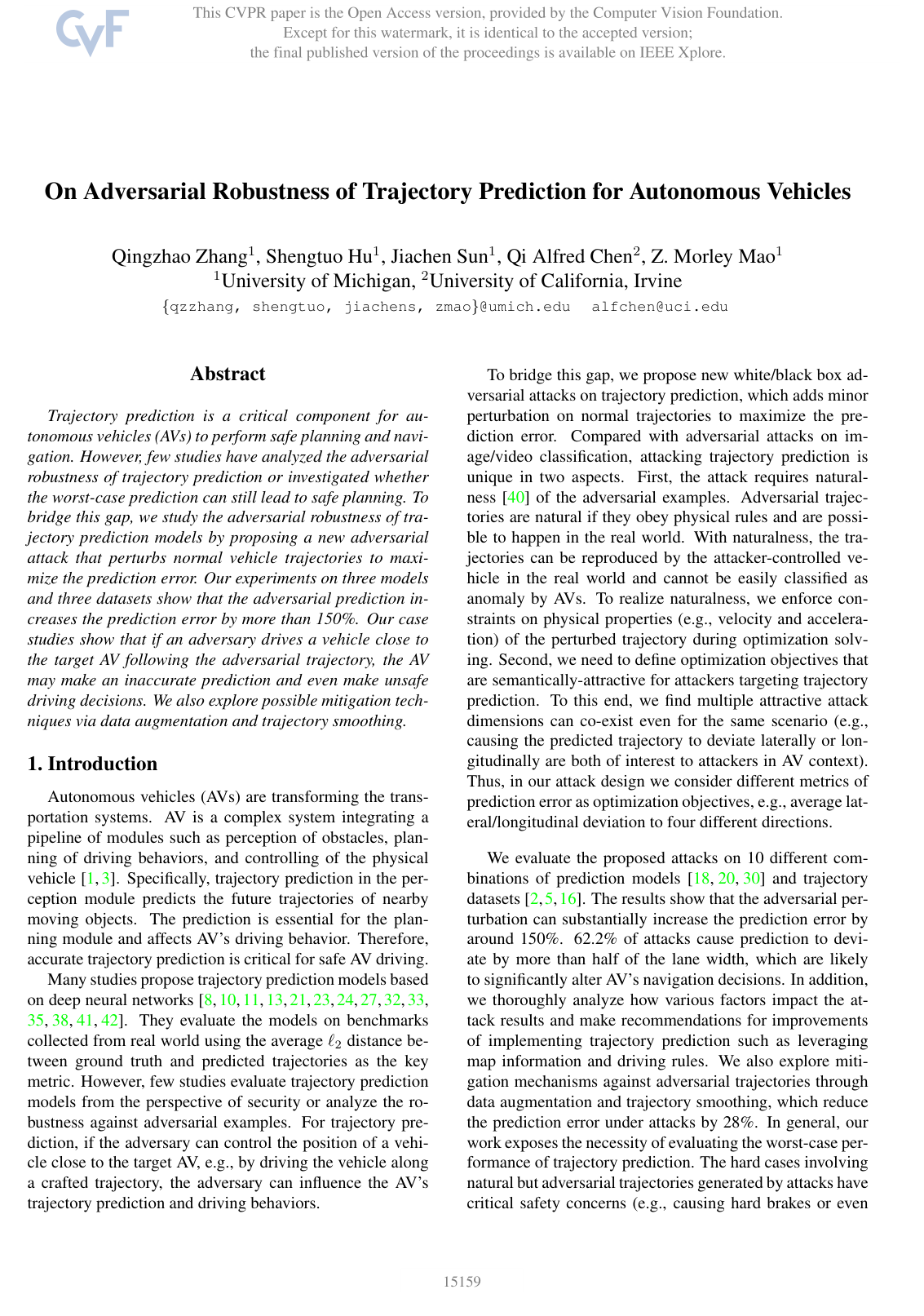 On Adversarial Robustness of Trajectory Prediction for Autonomous Vehicles