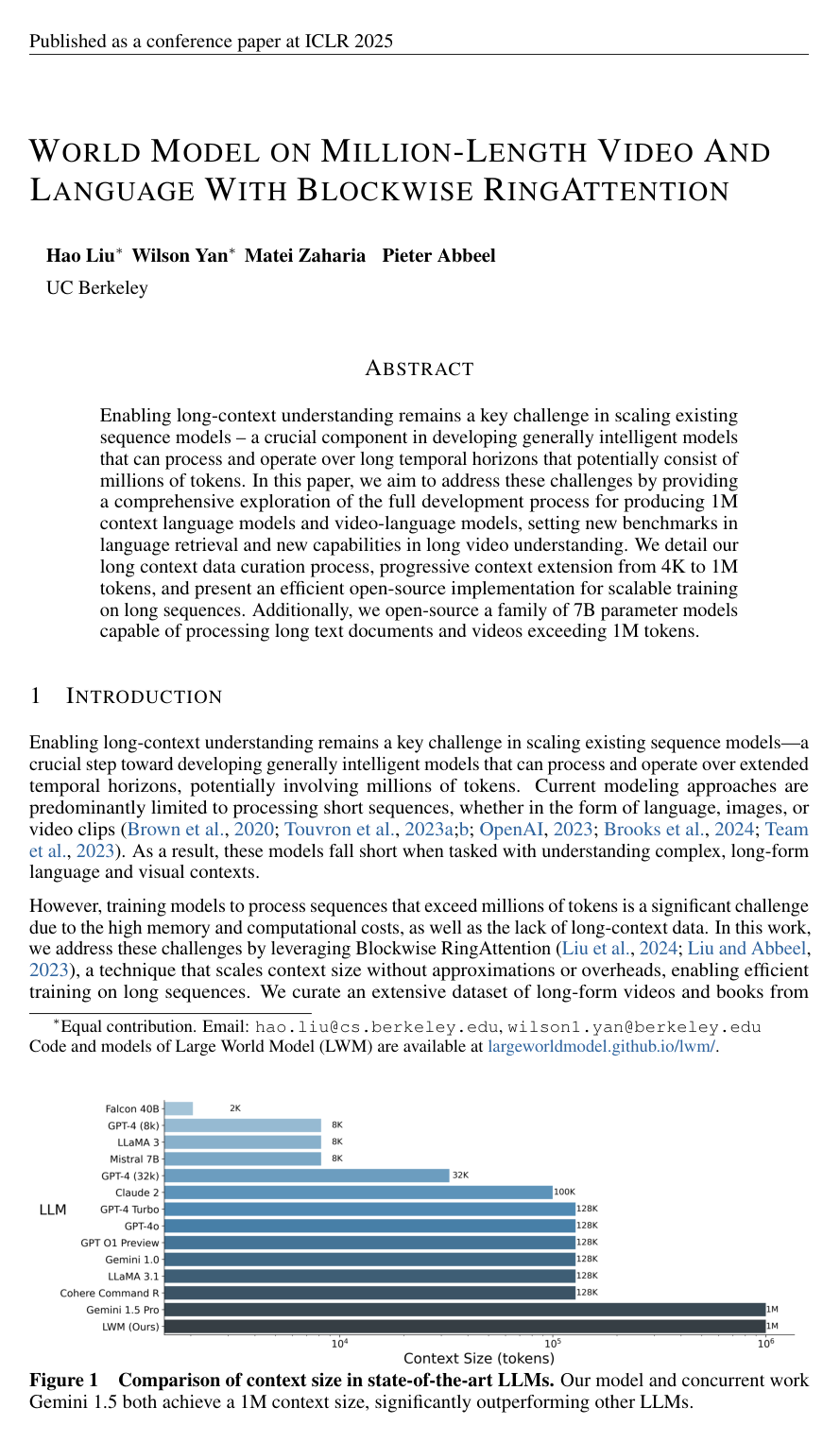 World Model on Million-Length Video And Language With Blockwise RingAttention