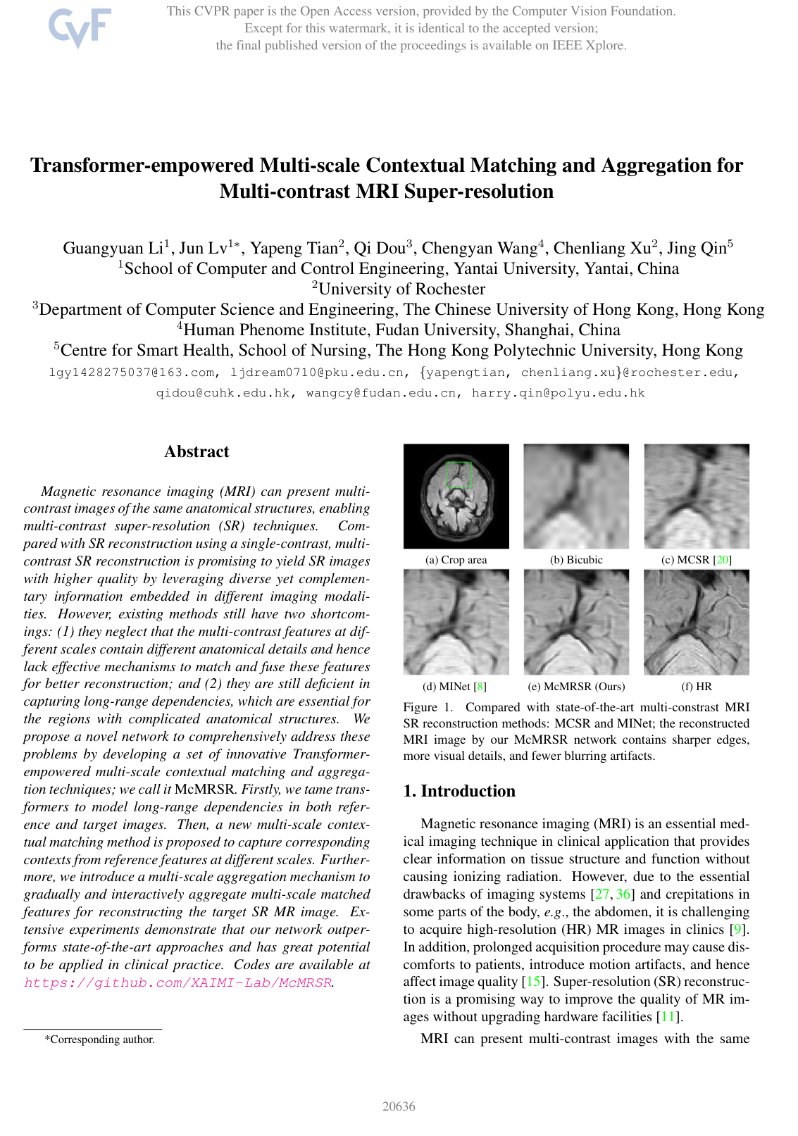 Transformer-empowered Multi-scale Contextual Matching and Aggregation for Multi-contrast MRI Super-resolution