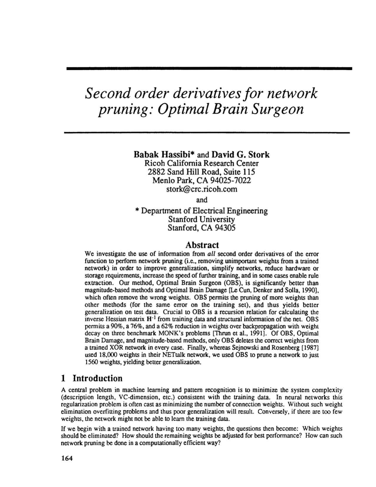 Cover for Second Order Derivatives for Network Pruning: Optimal Brain Surgeon