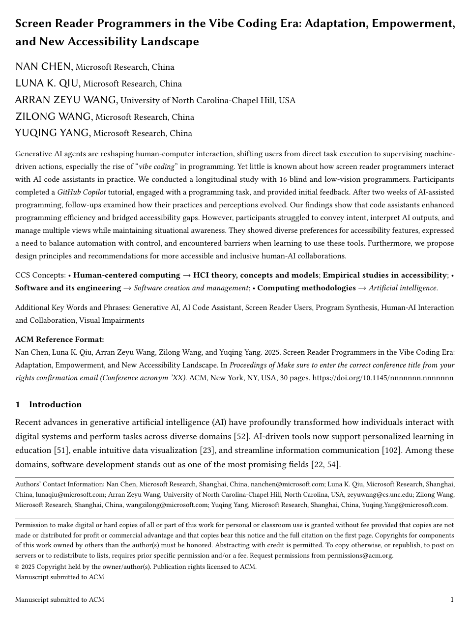 Cover for Screen Reader Programmers in the Vibe Coding Era: Adaptation, Empowerment, and New Accessibility Landscape