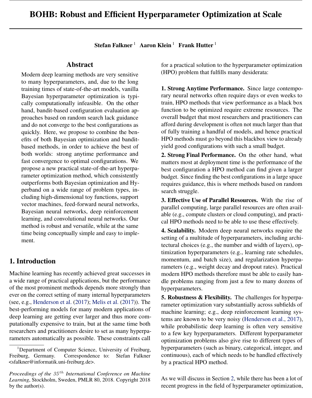 BOHB: Robust and Efficient Hyperparameter Optimization at Scale