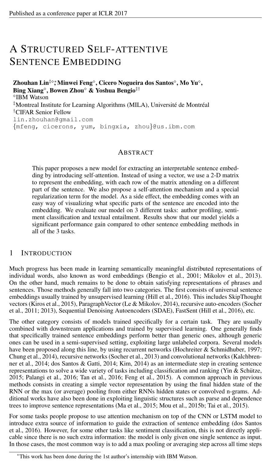 Cover for A Structured Self-attentive Sentence Embedding