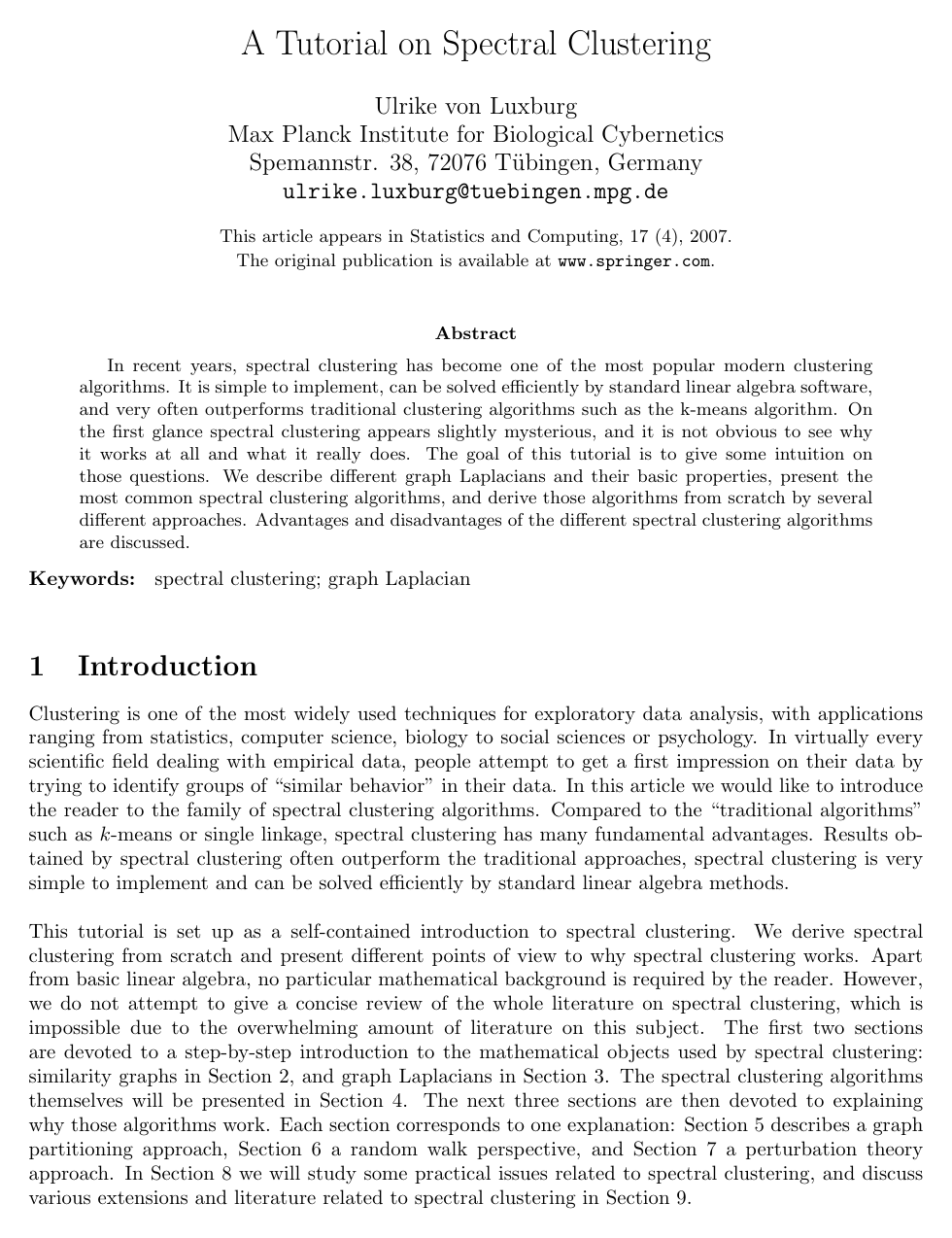 A tutorial on spectral clustering