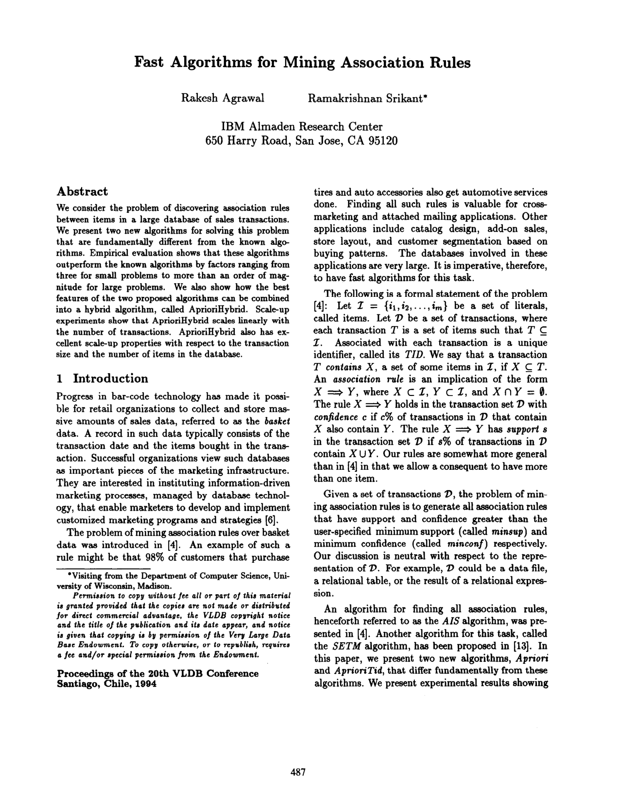 Fast Algorithms for Mining Association Rules in Large Databases