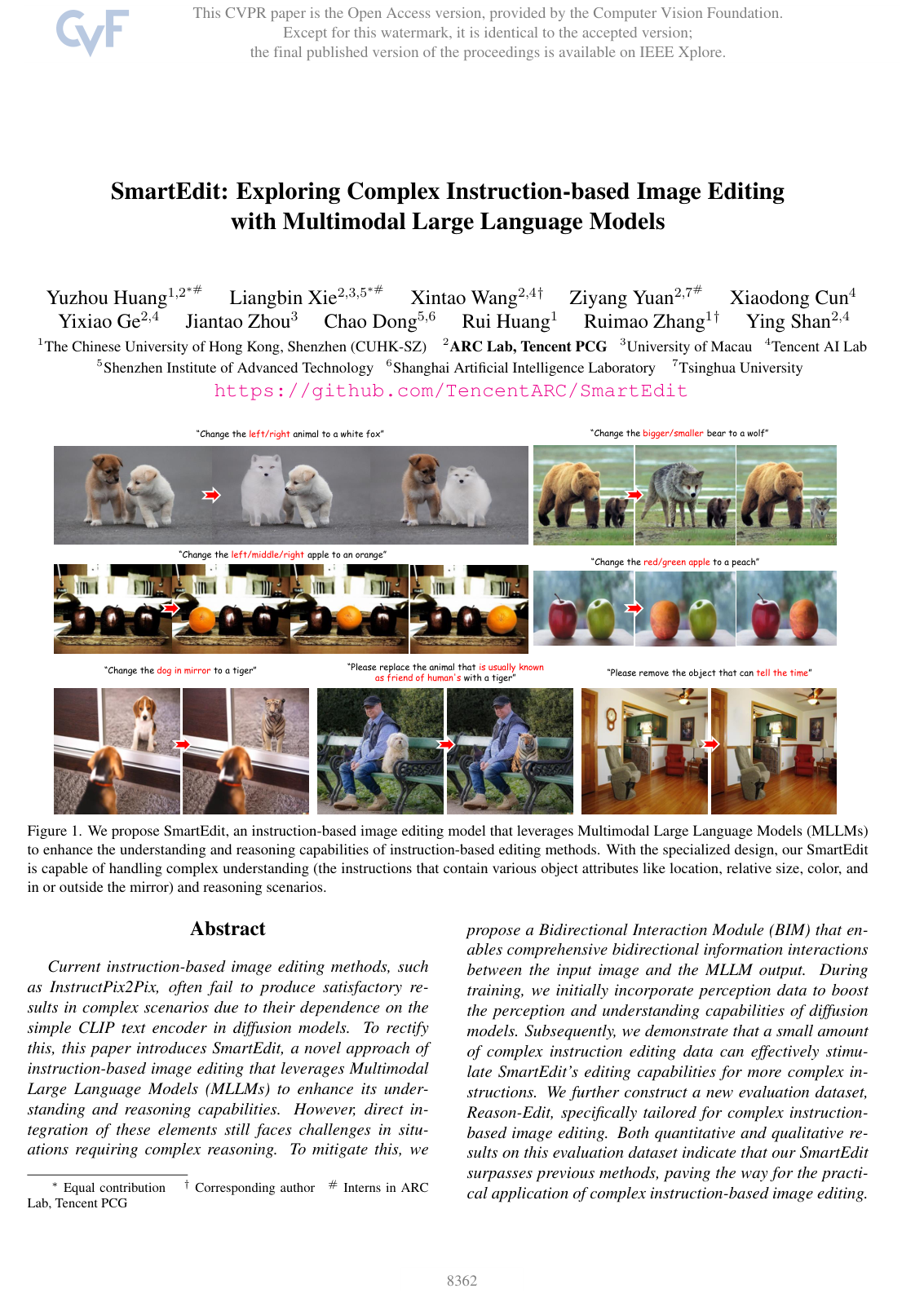 Cover for SmartEdit: Exploring Complex Instruction-Based Image Editing with Multimodal Large Language Models