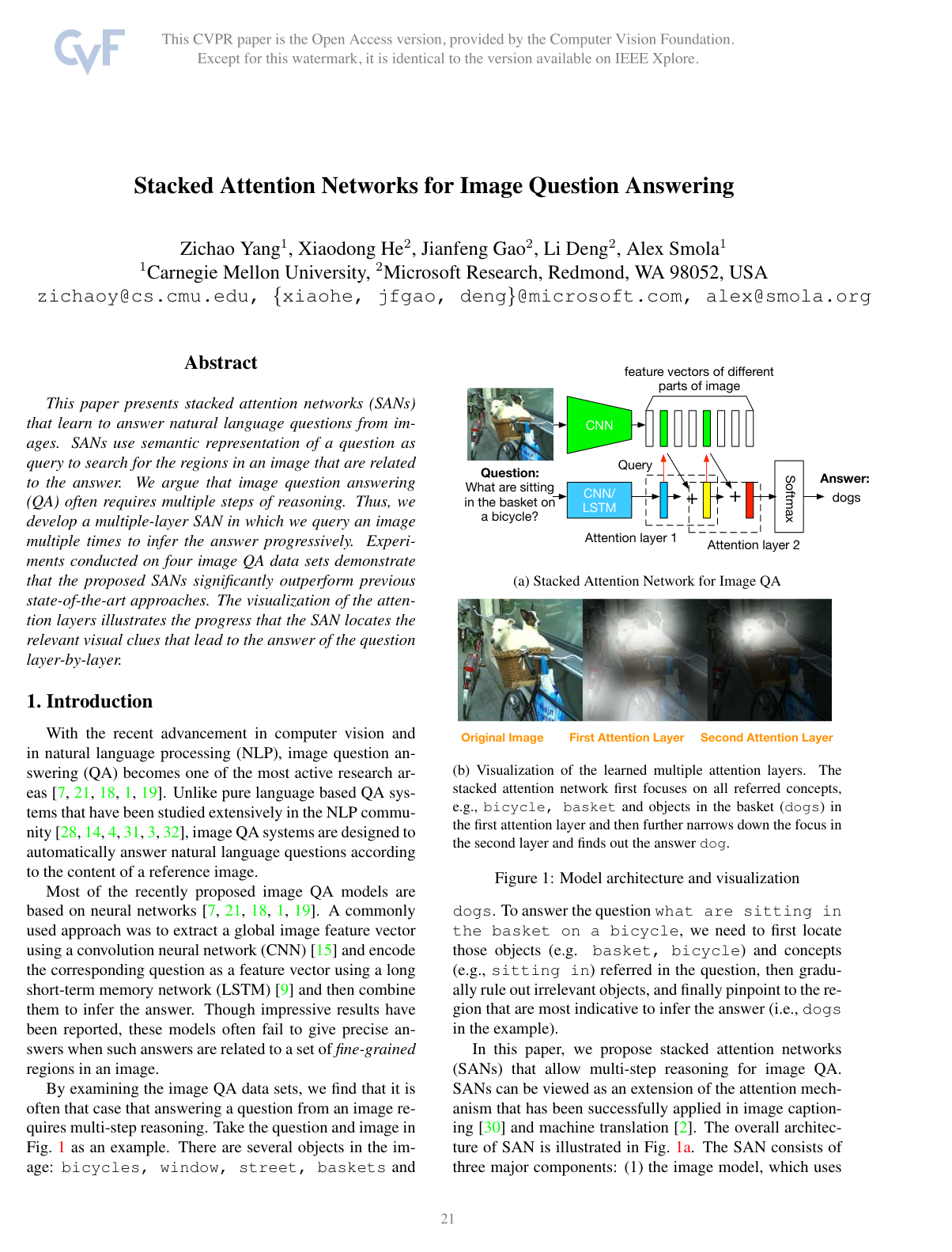 Cover for Stacked Attention Networks for Image Question Answering