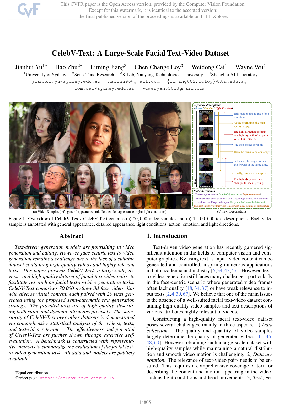 CelebV-Text: A Large-Scale Facial Text-Video Dataset