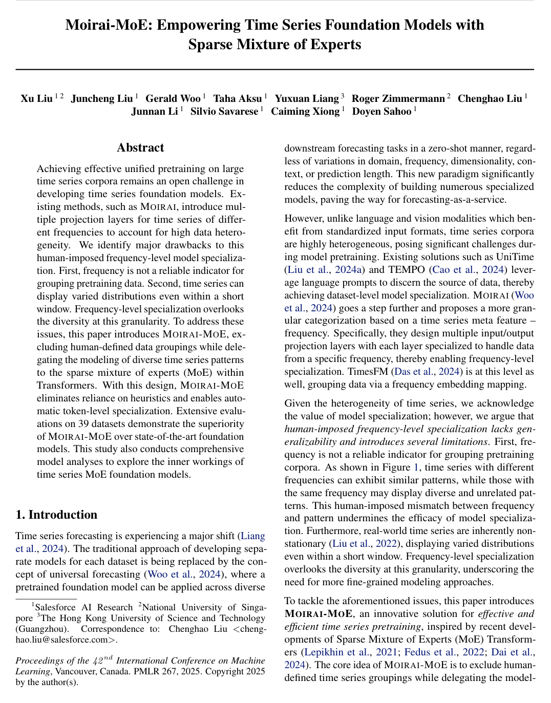 Moirai-MoE: Empowering Time Series Foundation Models with Sparse Mixture of Experts