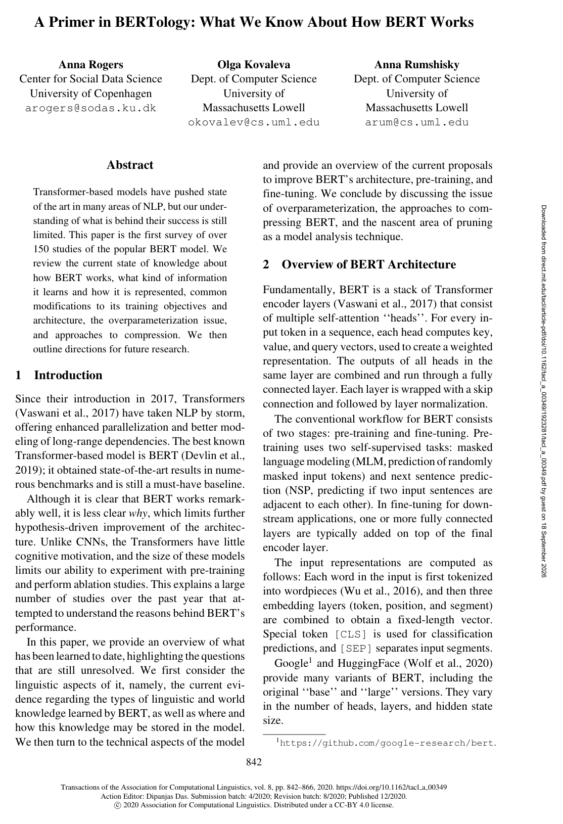 A Primer in BERTology: What We Know About How BERT Works