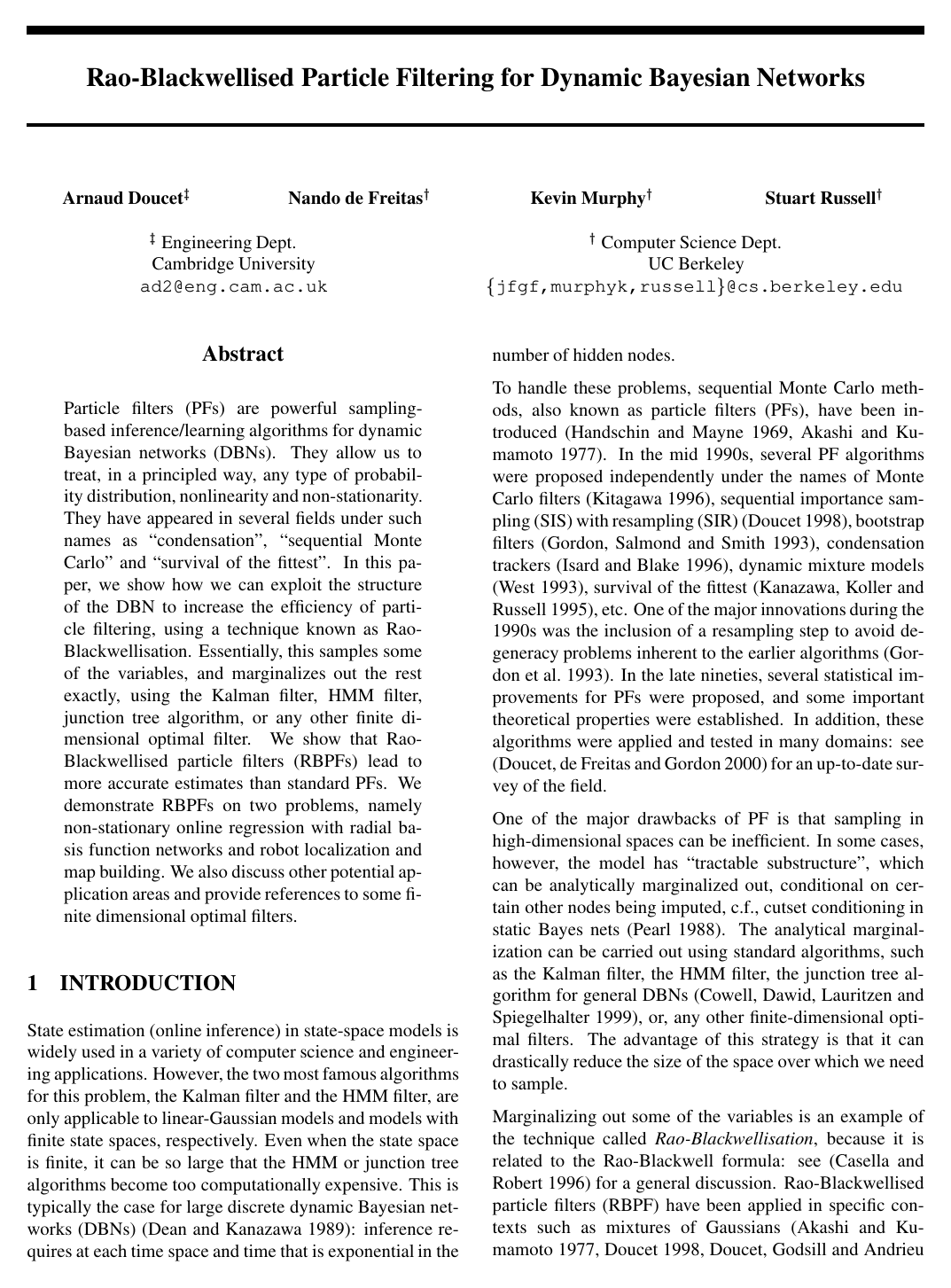 Cover for Rao-Blackwellised Particle Filtering for Dynamic Bayesian Networks