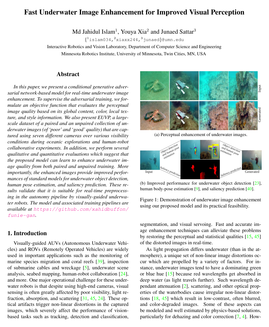 Fast Underwater Image Enhancement for Improved Visual Perception
