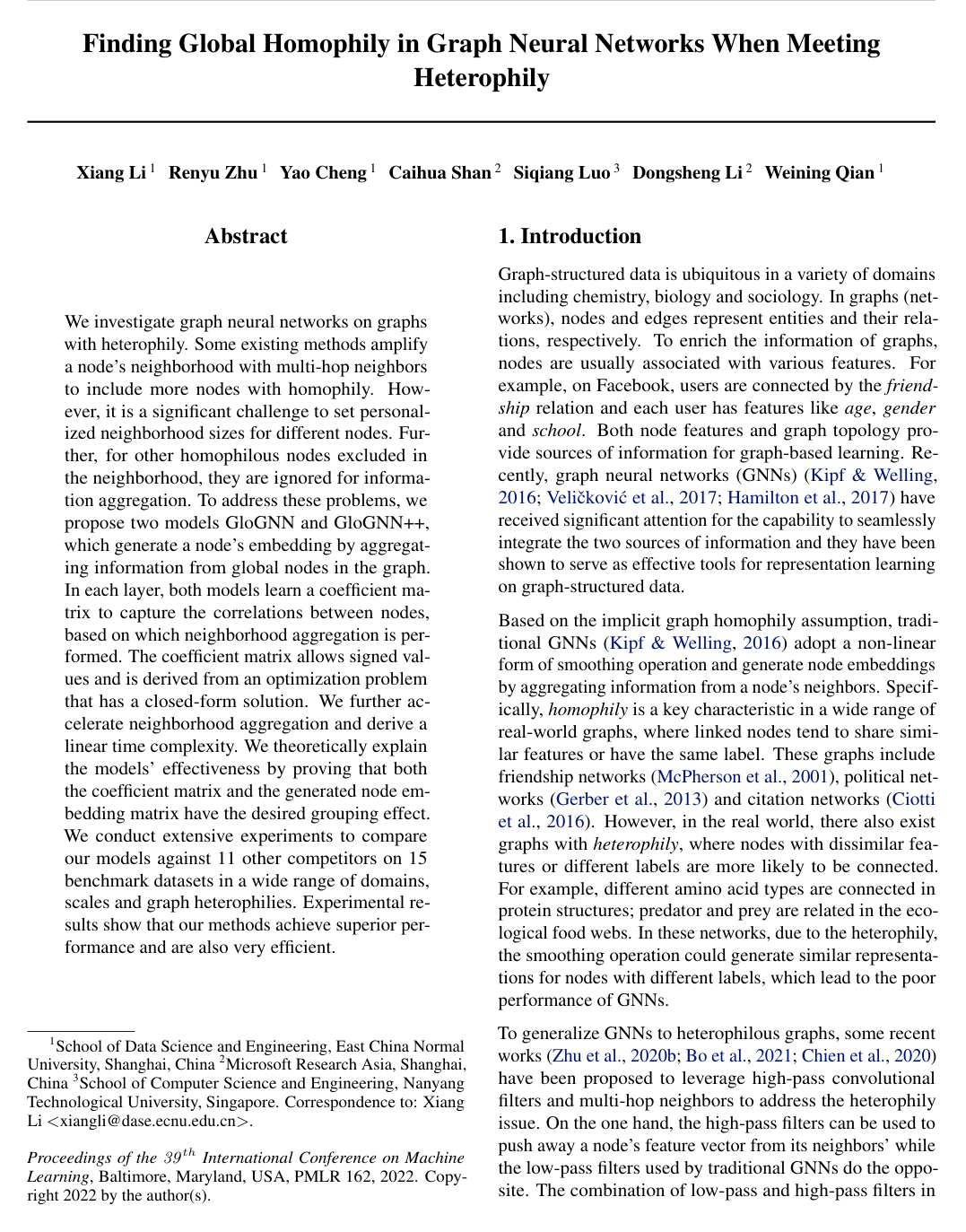 Cover for Finding Global Homophily in Graph Neural Networks When Meeting Heterophily