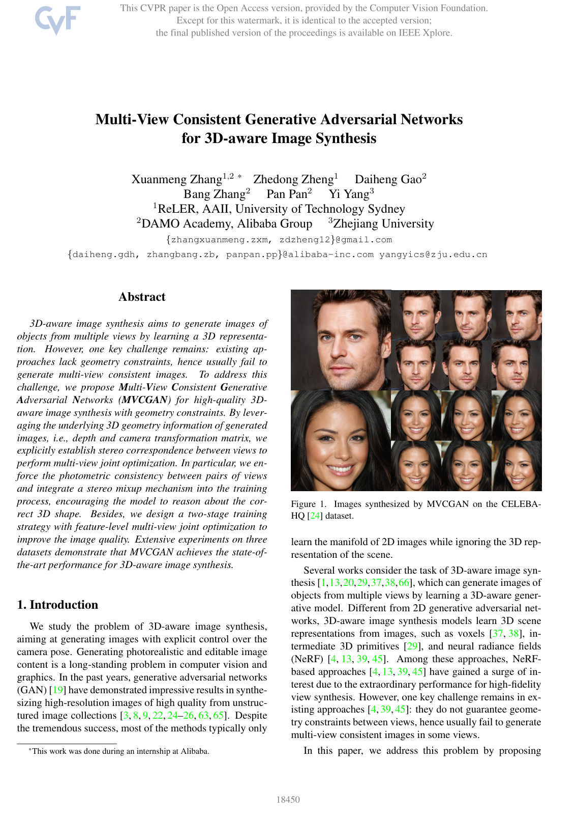 Multi-View Consistent Generative Adversarial Networks for 3D-aware Image Synthesis