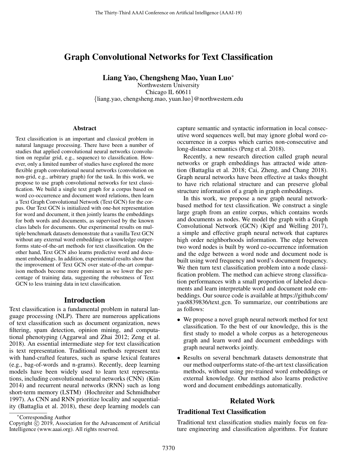 Cover for Graph Convolutional Networks for Text Classification