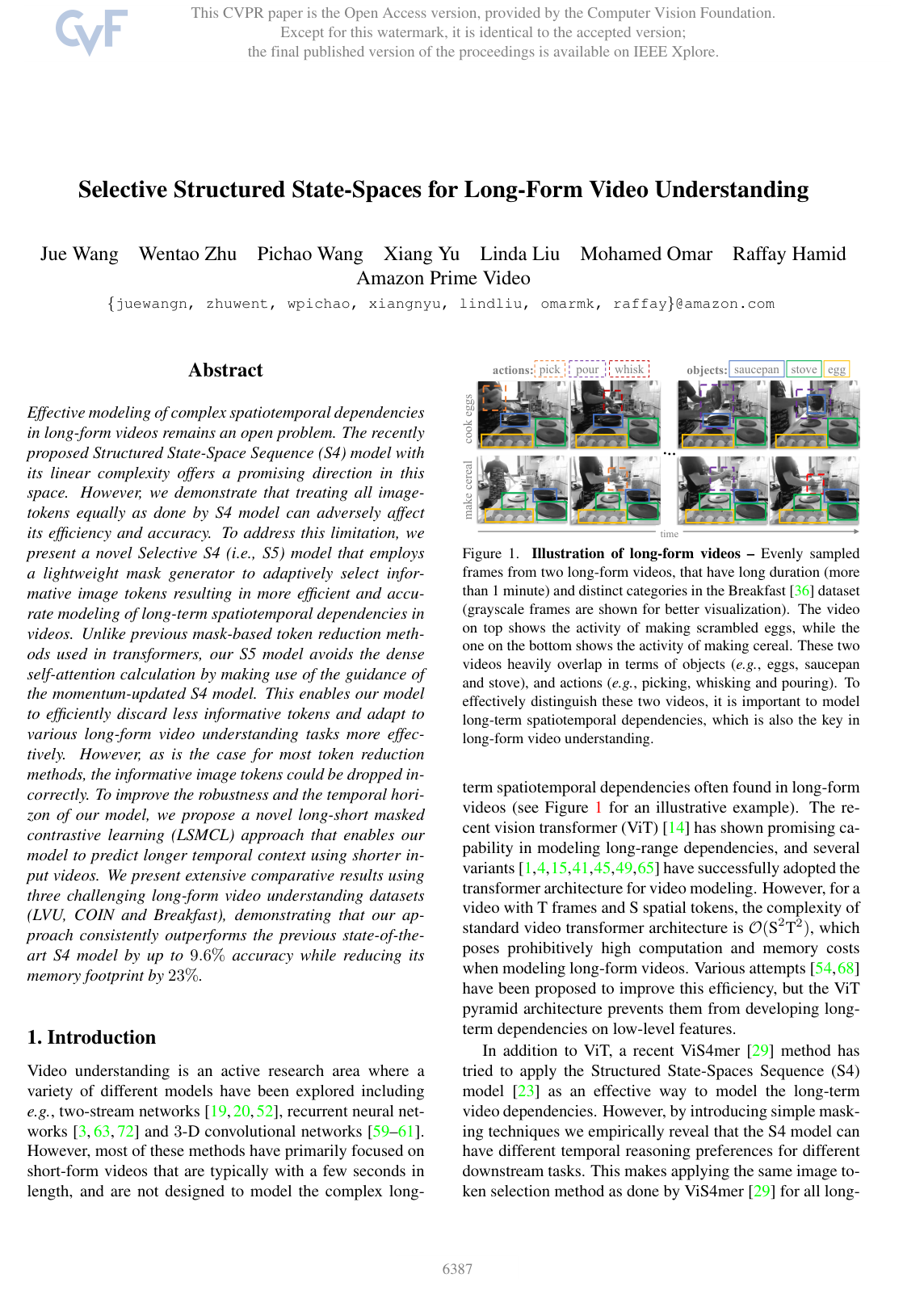 Selective Structured State-Spaces for Long-Form Video Understanding