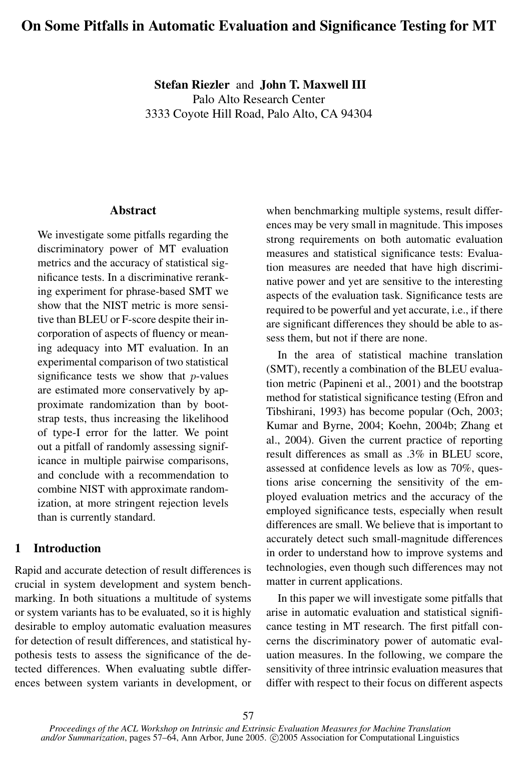 On Some Pitfalls in Automatic Evaluation and Significance Testing for MT