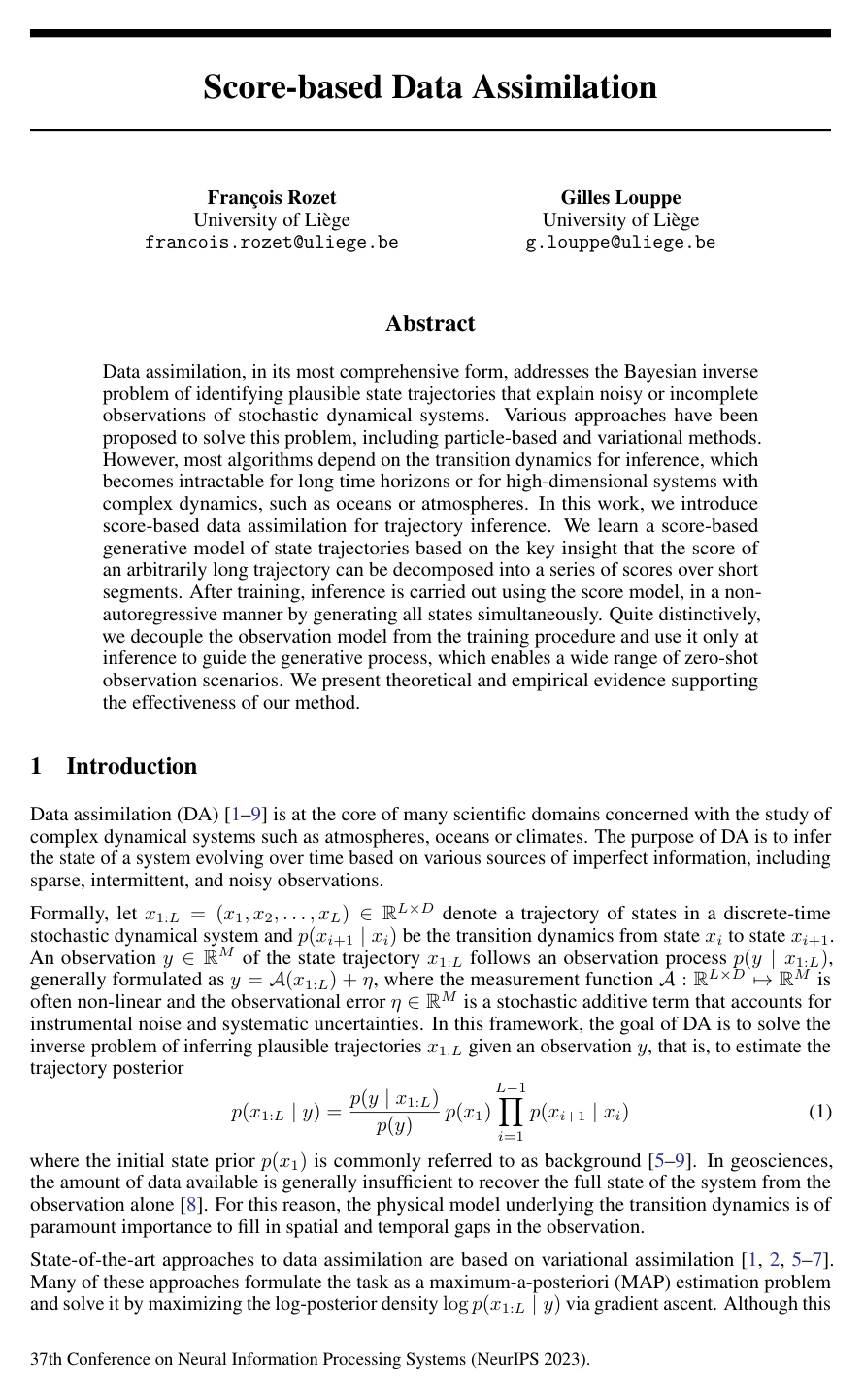 Cover for Score-based Data Assimilation