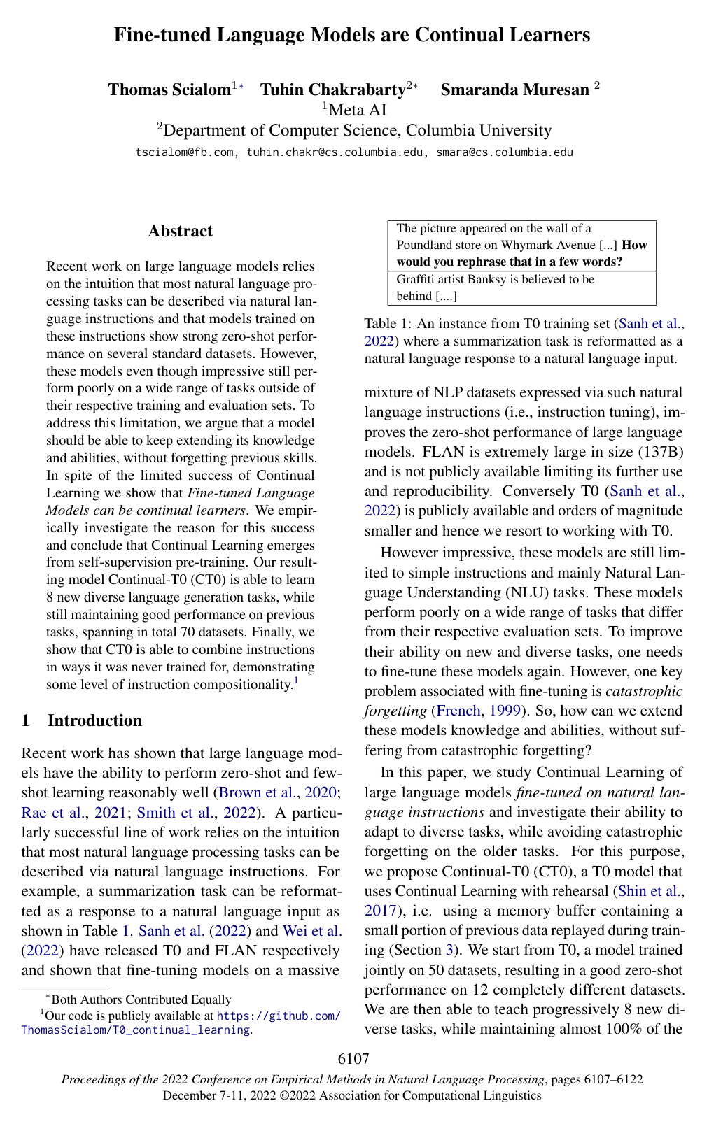 Fine-tuned Language Models are Continual Learners