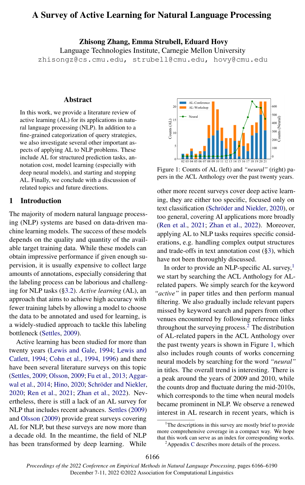 A Survey of Active Learning for Natural Language Processing