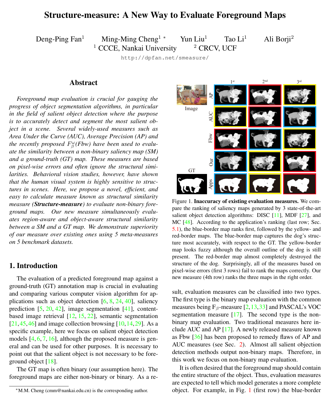 Cover for Structure-Measure: A New Way to Evaluate Foreground Maps