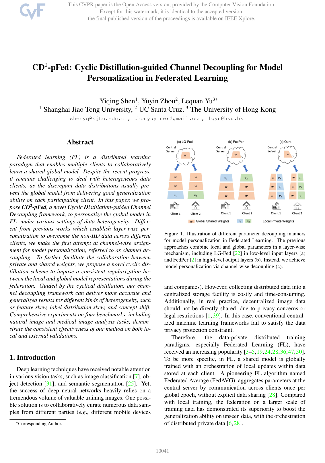 CD2-pFed: Cyclic Distillation-guided Channel Decoupling for Model Personalization in Federated Learning