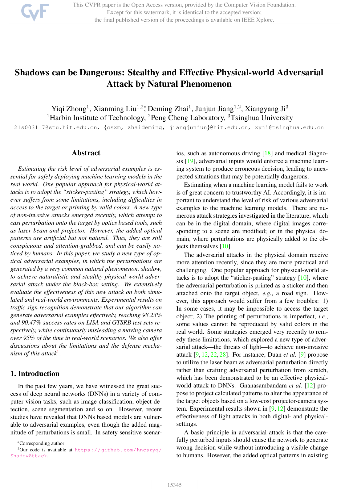 Shadows can be Dangerous: Stealthy and Effective Physical-world Adversarial Attack by Natural Phenomenon