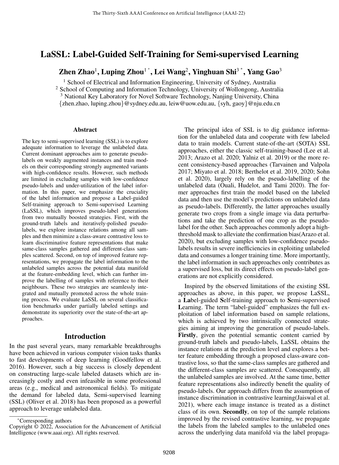 Cover for LaSSL: Label-Guided Self-Training for Semi-supervised Learning