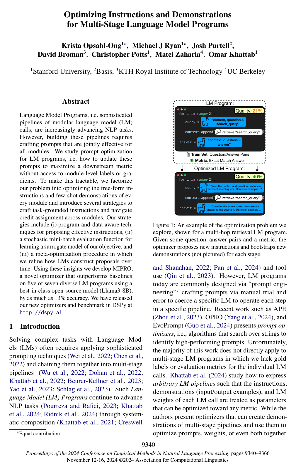 Cover for Optimizing Instructions and Demonstrations for Multi-Stage Language Model Programs