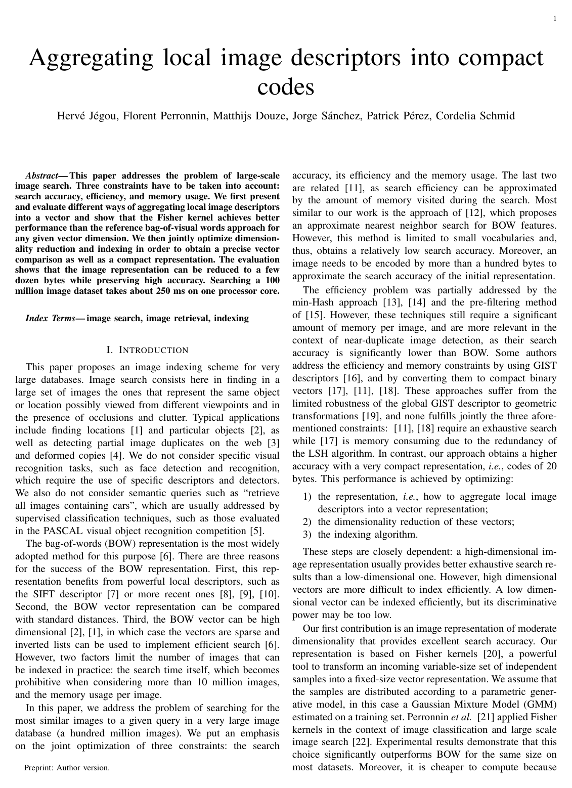 Cover for Aggregating Local Image Descriptors into Compact Codes